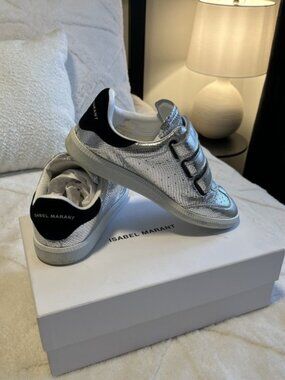 Isabel Marant Silver Metallic Runner Sneakers | Luxury Sport Shoes